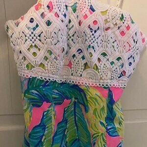 Lilly Pulitzer Dress Pink Sunset Size 2 Strapless Dress